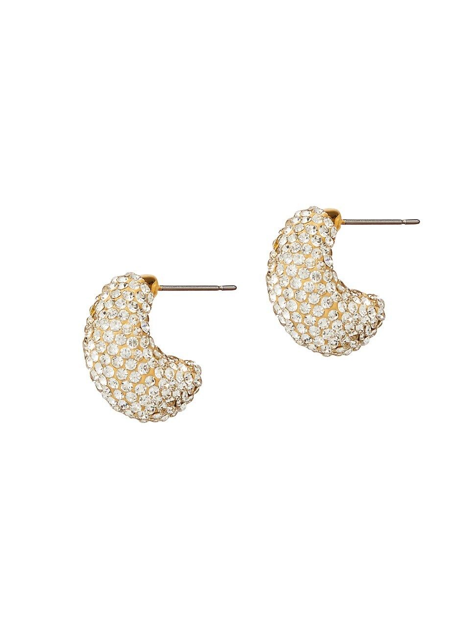 14K-Gold-Plated, Clay, & Crystal Mini Domed Hoop Earrings | Saks Fifth Avenue