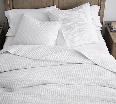 Pick-Stitch Handcrafted Cotton/Linen Quilt | Pottery Barn (US)