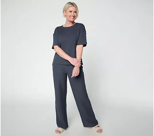 Peace Love World Regular Honeycomb Knit Top and Pant Set - QVC.com | QVC