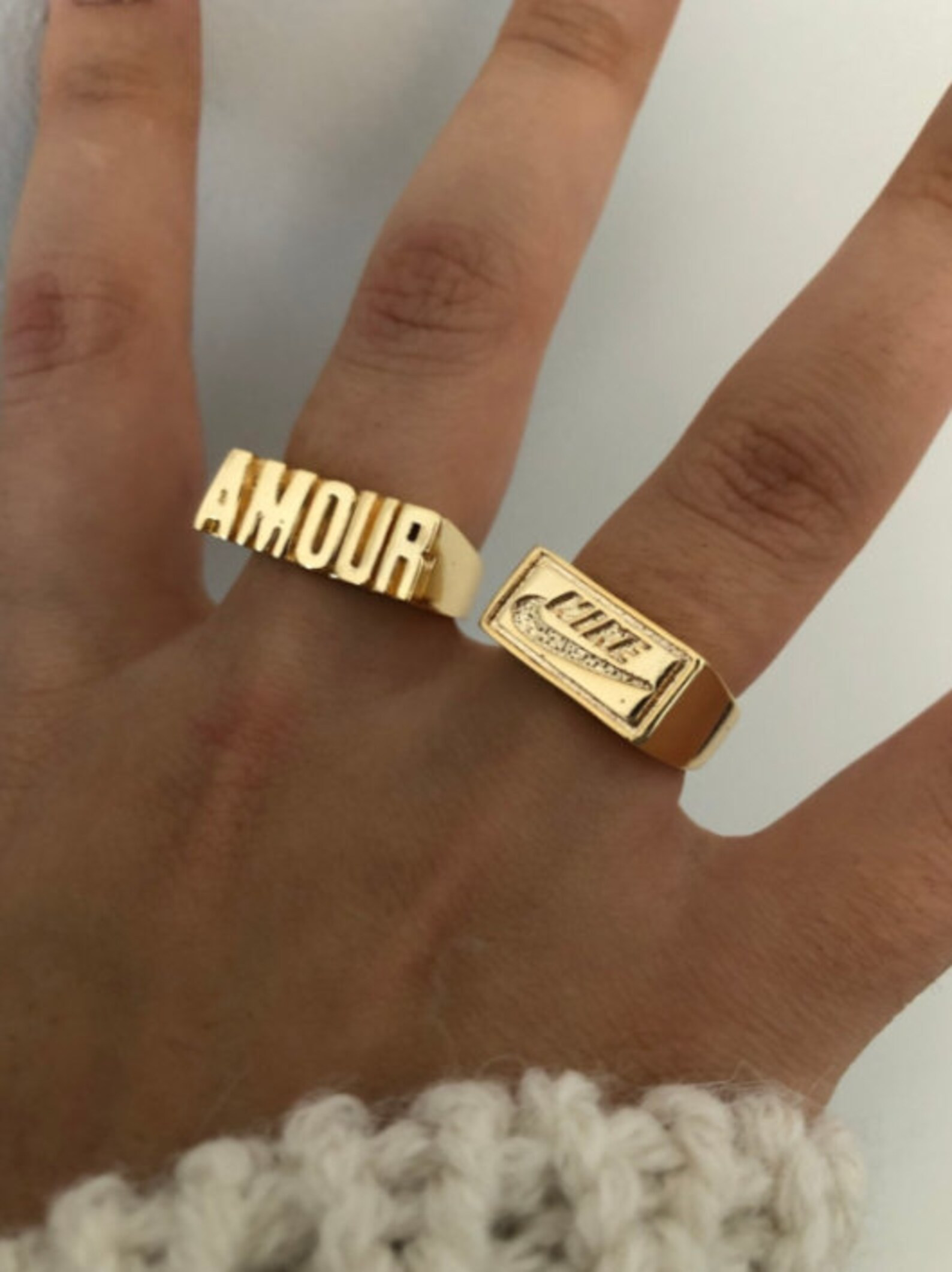 Amour&Nike Rings  Twin Rings  Gold Plated Rings  | Etsy | Etsy (US)