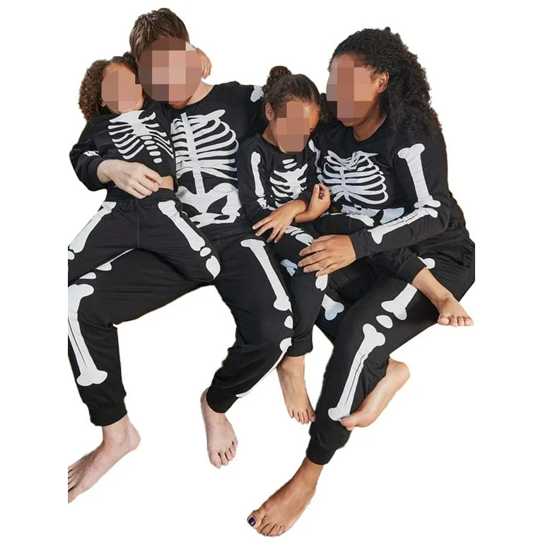 Peyakidsaa Halloween Family Matching Pajamas Adult Kids Skull Skeleton Print Tops and Casual Pant... | Walmart (US)
