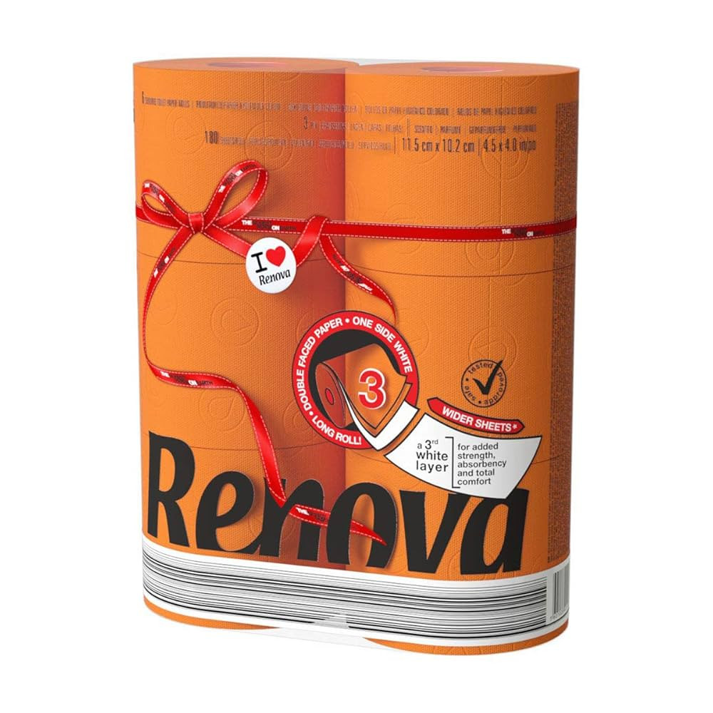 Renova Luxury Scented Colored Toilet Paper 6 Jumbo Rolls 3-Ply-180 Sheets (Orange)… | Amazon (US)