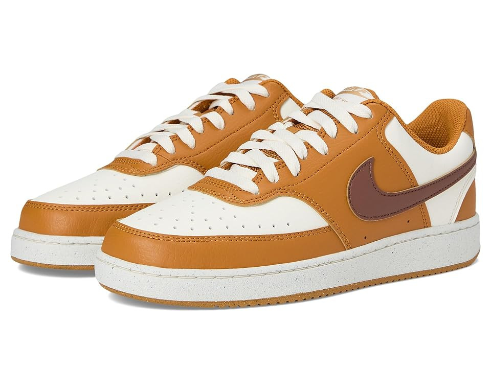 Nike Court Vision Low Next Nature Women's Shoes Desert Ochre/Fauna Brown/Pale Ivory/Metallic Gold : 7.5 B - Medium, Faux Leather | Zappos