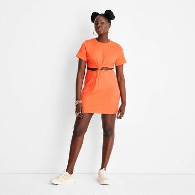 Women's Twisted Cut Out Dress - Future Collective™ with Alani Noelle Carrot Orange | Target