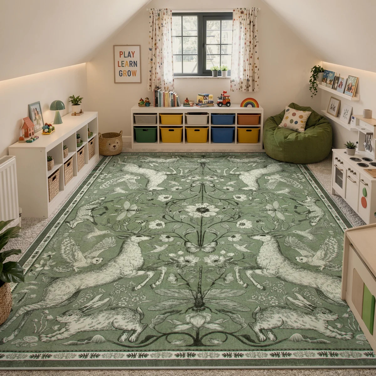 Goldene Morris Inspired Woodland Animal Washable Area Rug with Non-Slip Backing for Living Room, ... | Wayfair North America