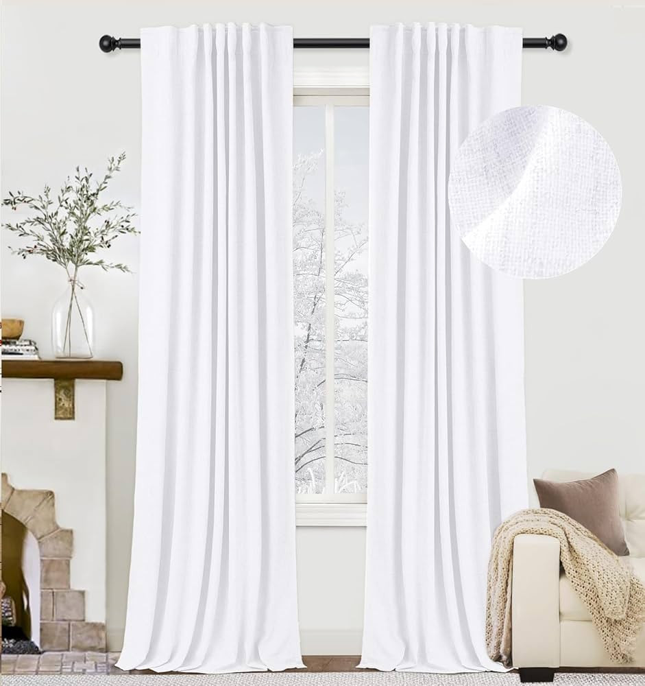 zeerobee 100% Blackout Curtains for Bedroom 96 inches Long, Linen Blackout Curtains 96 inches Lon... | Amazon (US)