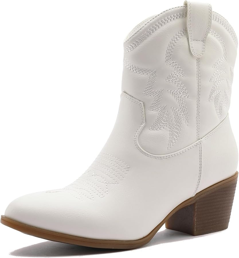 GLOBALWIN Women's Mid Calf The Western Cowboy Boots Fashion Cowgirl Boots For Women Low Heel | Amazon (US)