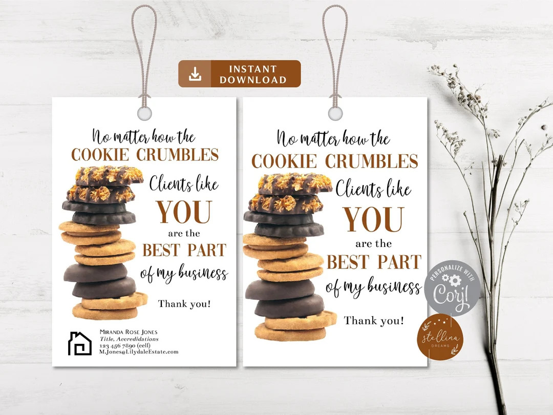 Realtor Girl Scout Cookie Pop-by Tag Custom Realtor Gift Tag - Etsy | Etsy (US)