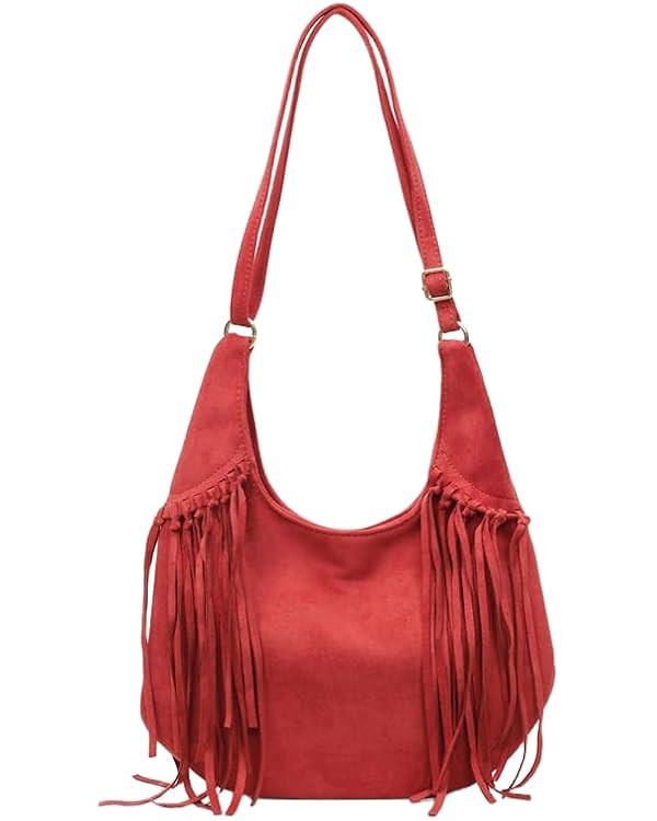 Fringe Suede Hobo Bags for Women Vintage Crossbody Bag Hippie Western Cowgirl Tassel Shoulder Bag... | Amazon (US)