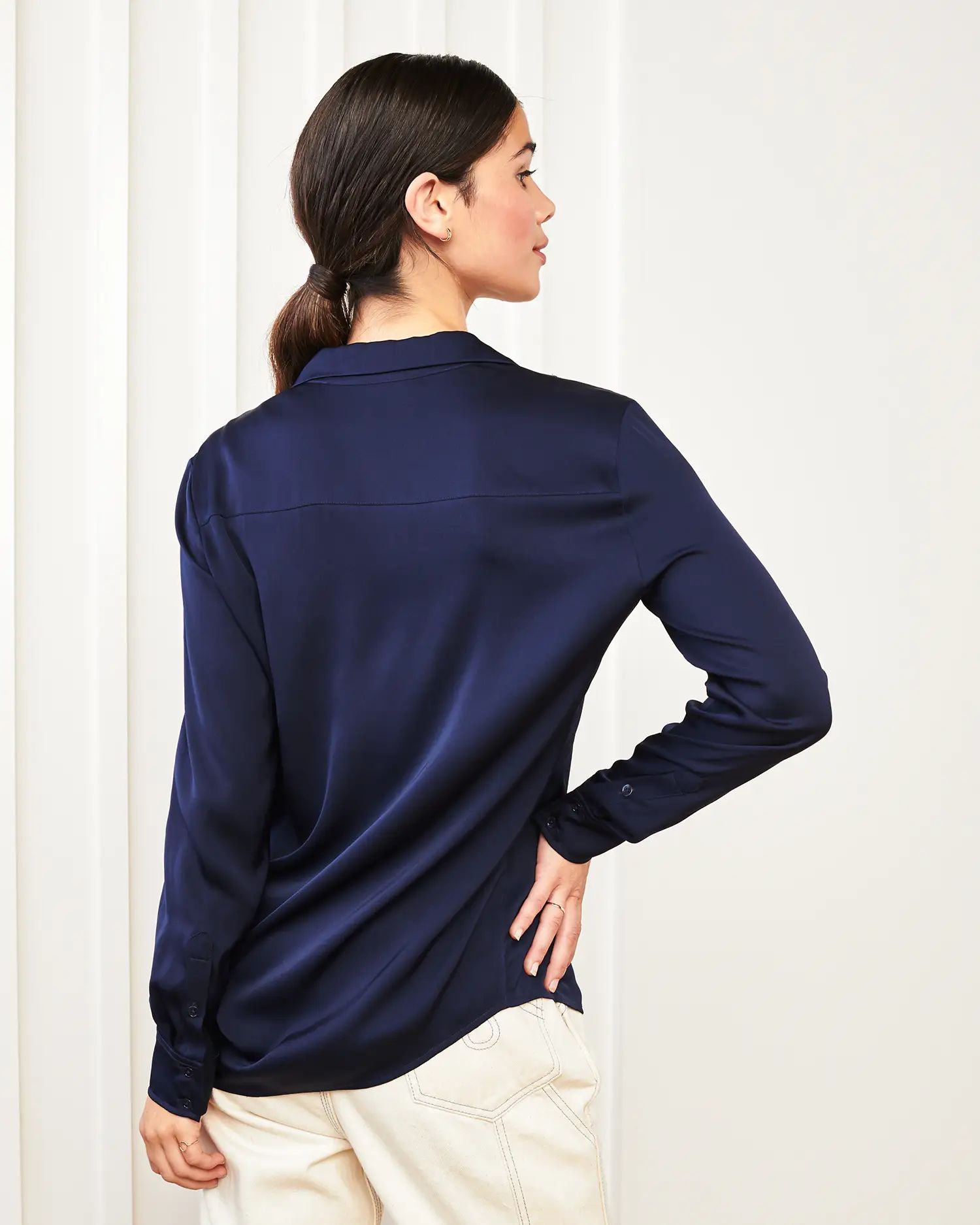Washable Stretch Silk Notch Collar Blouse | Quince