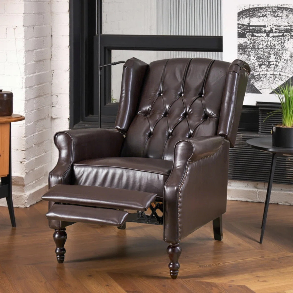 Alta Traditional 28.5" Wide Manual Wingback Recliner Chair with Button-Tufted Diamond Stitching | Wayfair North America