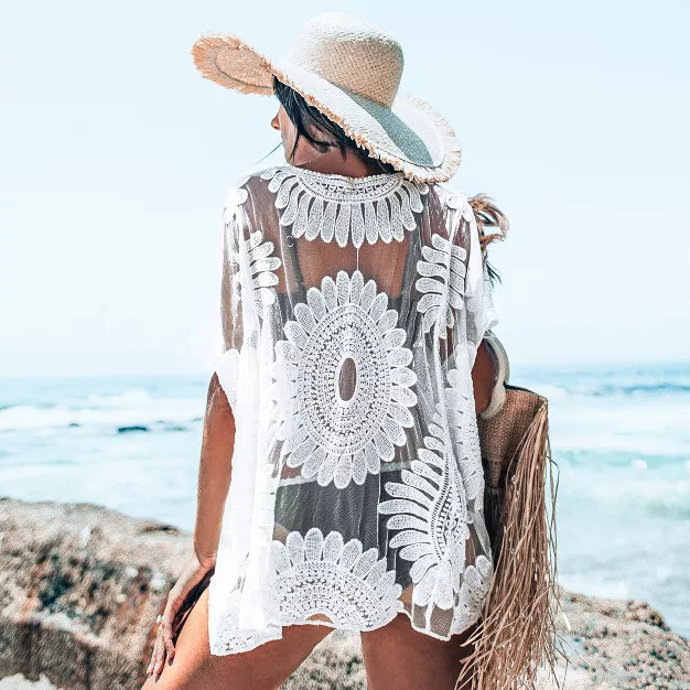 Women's White Sun Floral Cover Up - Cupshe - One Size Fits Most | Target