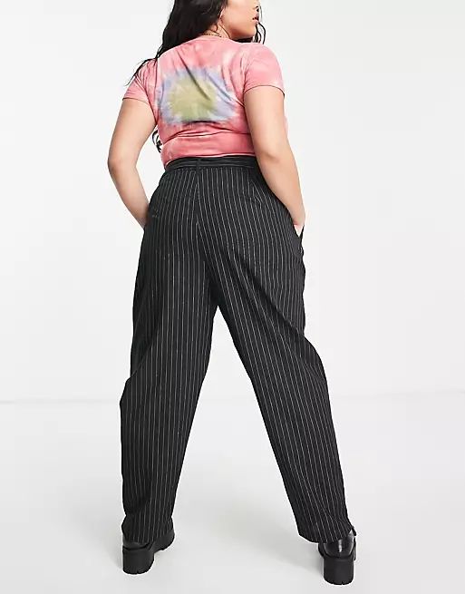 Heartbreak Plus mix and match tailored trousers co-ord in black pinstripe | ASOS (Global)