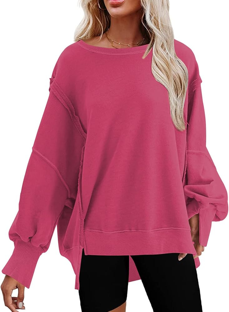 SHEWIN Womens Oversized Reverse Seam Sweatshirt Casual Long Sleeve Pullover Tops Lightweight Loos... | Amazon (US)