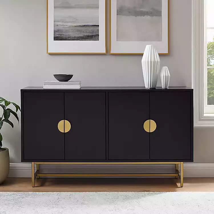 Black Wood & Gold Metal Cabinet | Kirklands Home | Kirklands