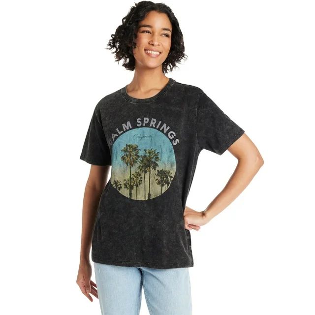 Time and Tru Women’s Palm Springs Graphic Tee with Short Sleeves, Sizes XS-XXXL | Walmart (US)