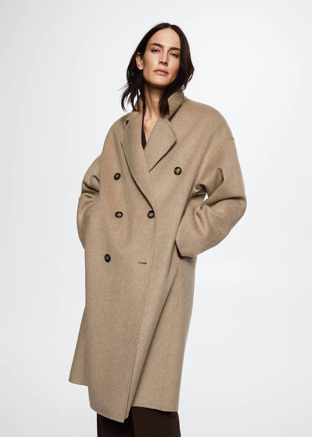 Manteau laine fait main oversize | MANGO (FR)