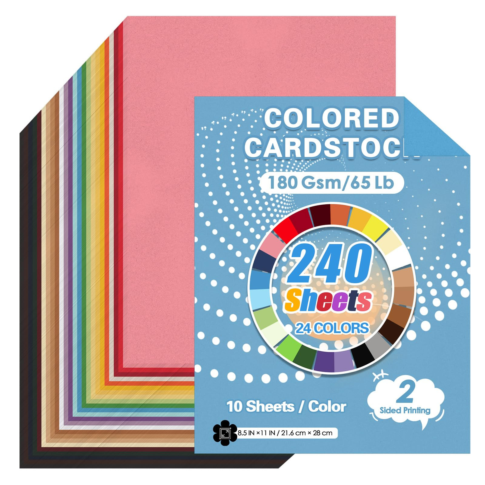 240 Sheets Colored Cardstock Bulk 180gsm Colored Paper 8.5" x 11", Assorted Colors Card Stock Pri... | Amazon (US)
