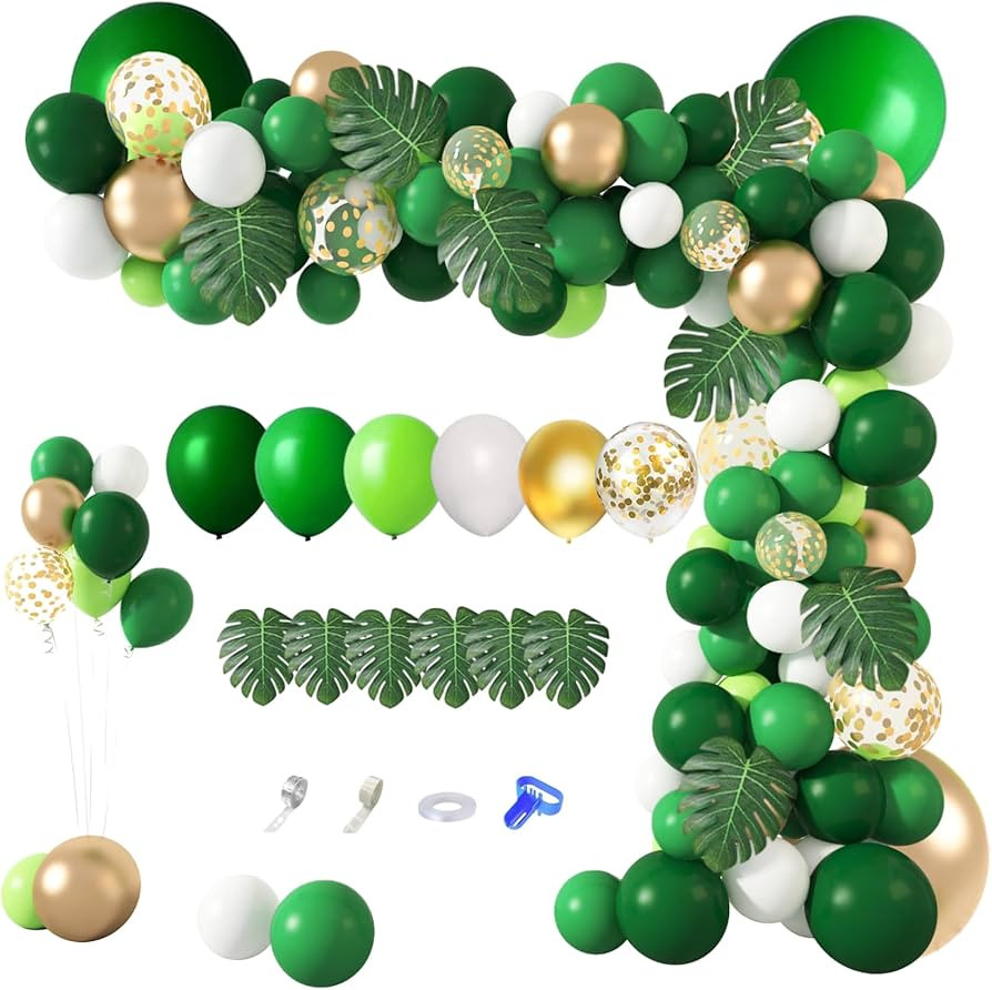 Amandir 163Pcs Jungle Party Balloons Garland Arch Kit, Gold Green Balloons Dinosaur Party Decorat... | Amazon (US)