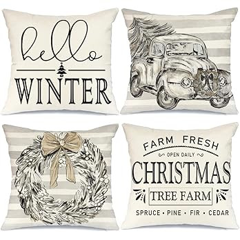 GEEORY Christmas Pillow Covers 18x18 Set of 4 for Christmas Decorations Christmas Trees Truck Wre... | Amazon (US)