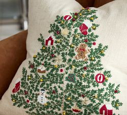 Nostalgic Tree Embroidered Pillow | Pottery Barn (US)