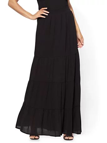 Tiered Maxi Skirt - Black | New York & Company