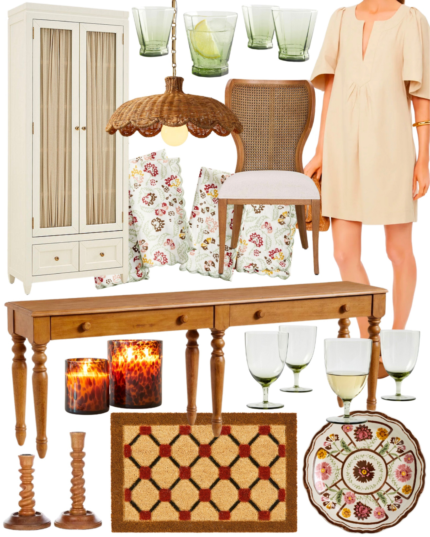 Fall decor, fall finds, fall outfit, fall ootd, fall style, fall decorating, fall home decor, decor inspo, neutral home, console table, turned wood, mango wood, storage cabinet, China cabinet, scalloped rattan light, fall tablescape, doormat, dining room, dining table, tortoise, floral napkins, floral plates, fall florals, grandmillennial home, coastal home, classic home, traditional home

#LTKunder100 #LTKhome #LTKSeasonal