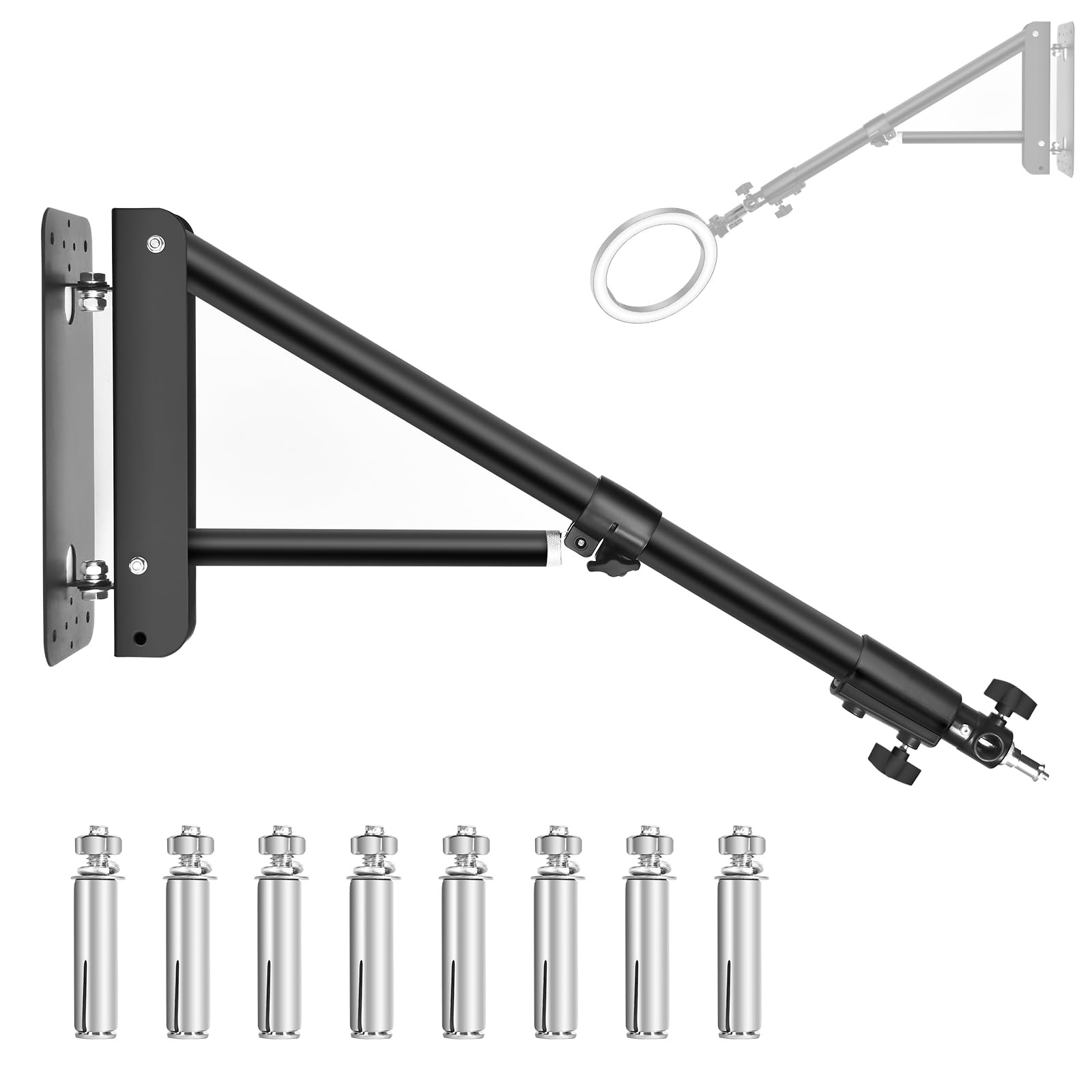 Ring Light Wall Mount - 52in/132cm, Fotoumgl Adjustable Wall Mount Ring Light Triangle Boom Arm S... | Amazon (US)
