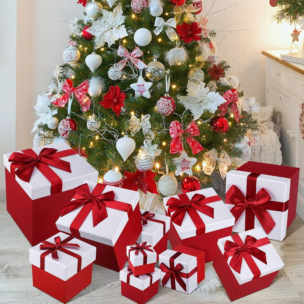 Tenceur 10 Pcs Christmas Nested Gift Boxes with Lids Assorted Sizes Gift Boxes for Presents Gift ... | Amazon (US)