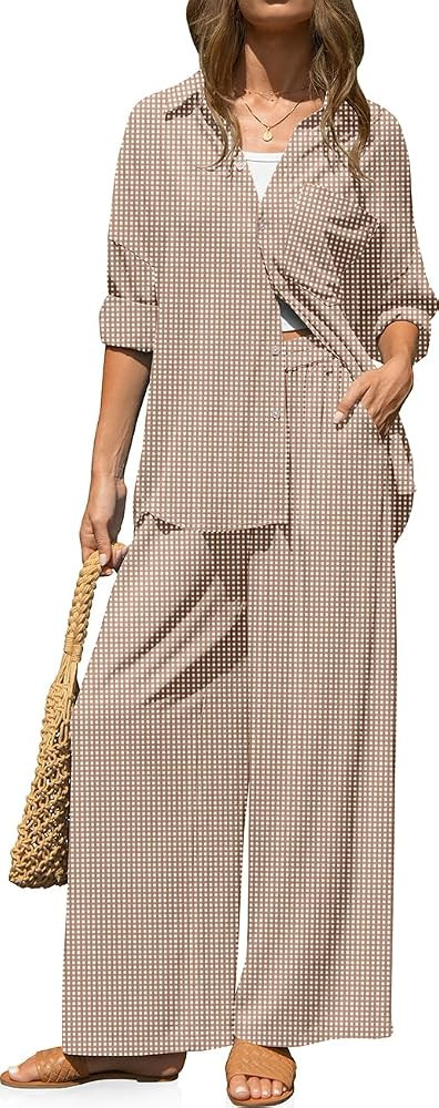 TARSE Womens Linen 2 Piece Outfits Casual Lounge Sets | Amazon (US)