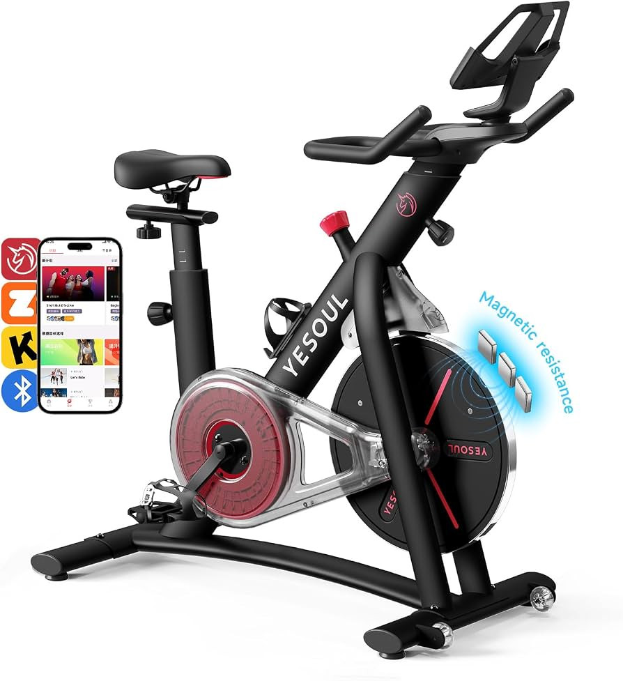 Yesoul Black Exercise Bike for Home,Smart White Cycling Bike Magnetic Stationary Bike, Low Noise ... | Amazon (US)