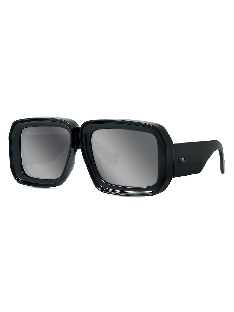 Men's LOEWE x Paula's Ibiza 56MM Square Sunglasses - Shiny Black Smoke | Saks Fifth Avenue