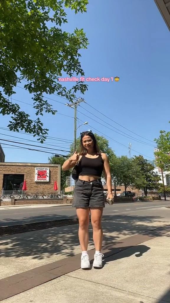 Casual summer outfit for a day walking around Nashville. Wearing Black dad shorts from Abercrombie and a black tank top from Dynamite. Paired with white air forces and black sunglasses from Oak and Fort. 

#LTKtravel #LTKunder50 #LTKstyletip