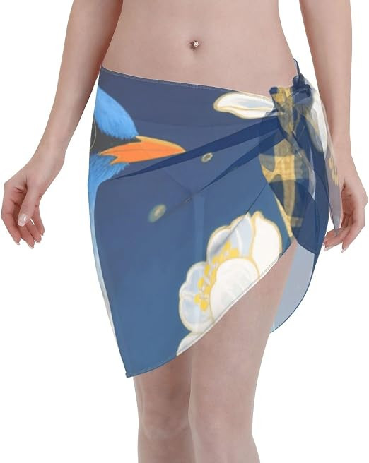 Women's Swimsuit Cover-Up Sarong Bikini Wrap Bathing Suit Short Skirt | Blue Bird Flower Women'S ... | Amazon (US)