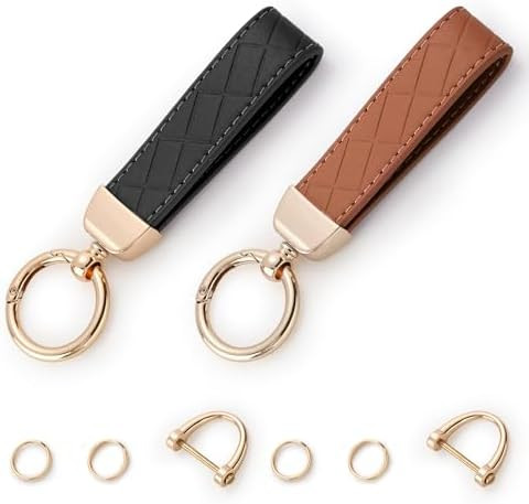 2 Pack Leather Keychains, Car Key chains for women men, Key Fob Holder with Keyrings, Anti-Lost D... | Amazon (US)