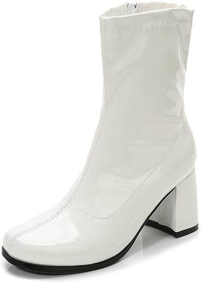 Women's Go Go Boots Mid Calf Block Heel Zipper Boot | Amazon (US)