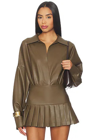 Norma Kamali Pleated Pickleball Skirt in Dark Green. - size M | Revolve Clothing (Global)