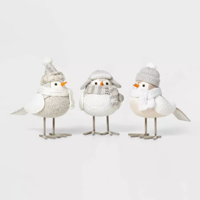 3ct Mini Birds Decorative Figurines Decorative Figurine Winter White - Wondershop™ | Target