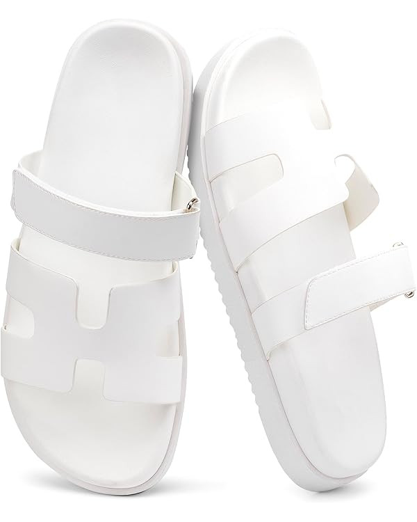 Sandals for Women Open Toe Thick Sole Slide Shoes Comfort Platform Sandals Adjustable Strap Casua... | Amazon (US)