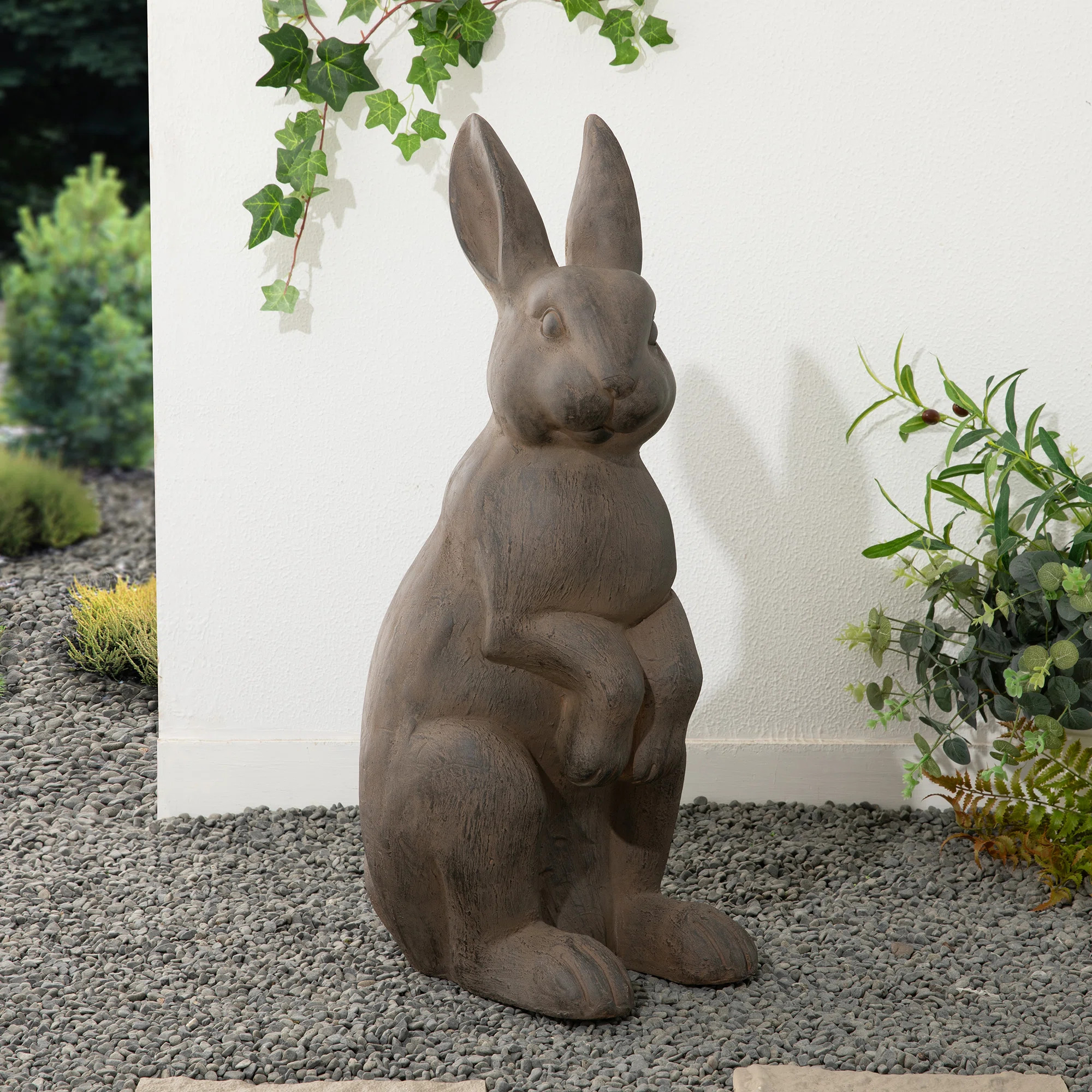 28"H MGO Oversized Bronze Standing Rabbit Statue | Wayfair North America