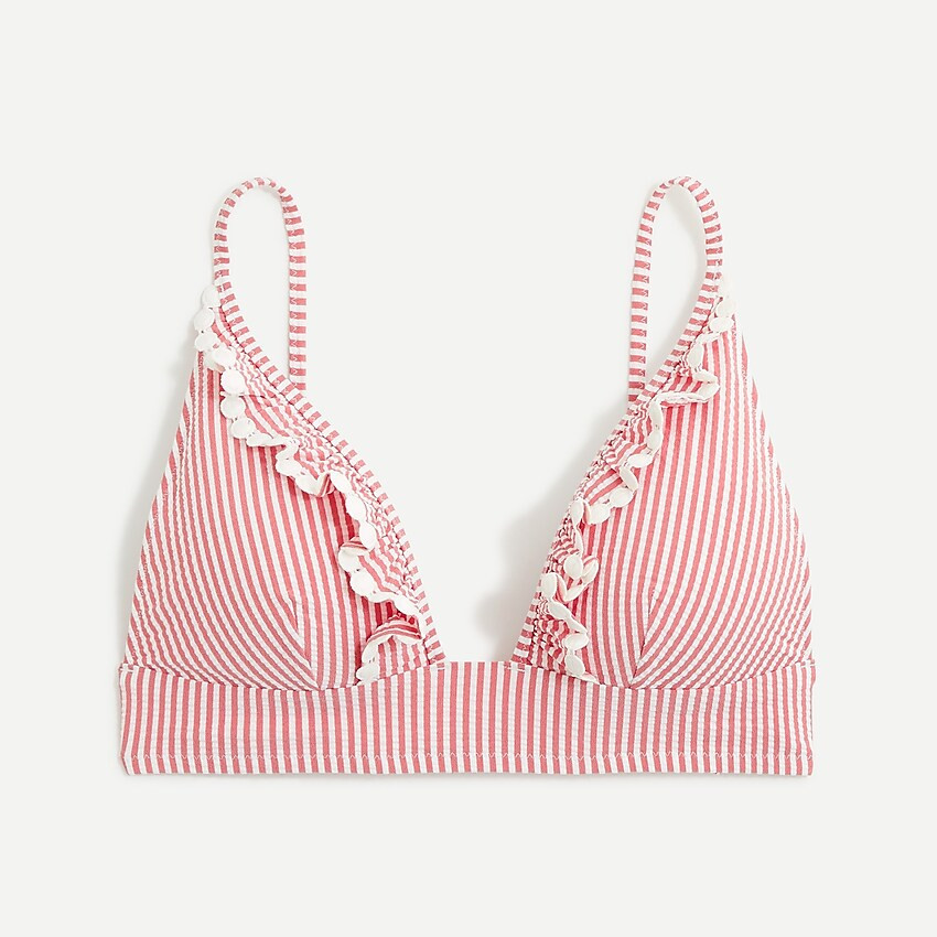 Ruffle french bikini top in seersucker | J. Crew US