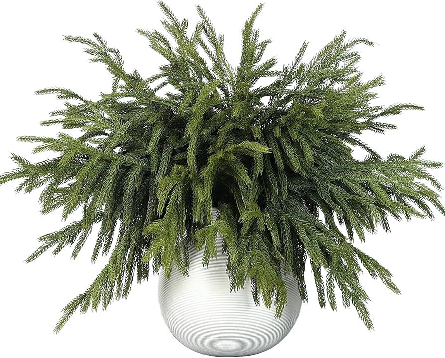 16 Pcs Real Touch Norfolk Pine Branch -18" Artificial Christmas Green Plants Branches Faux Greene... | Amazon (US)