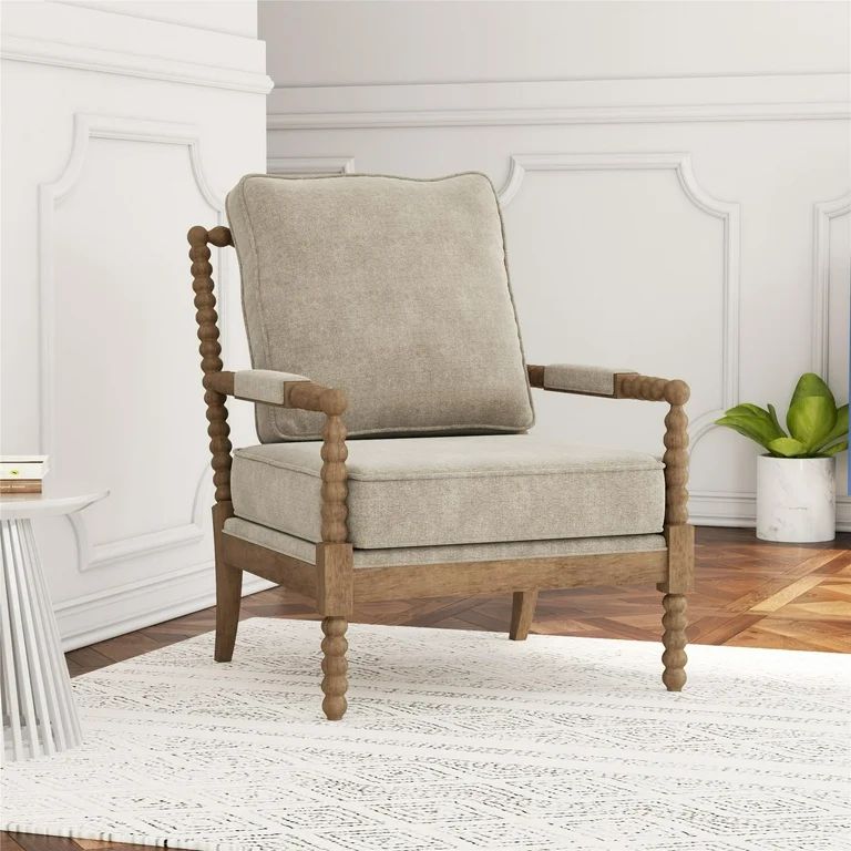 DHP Elaina Upholstered Spindle Accent Chair, Ivory/Seadrift | Walmart (US)