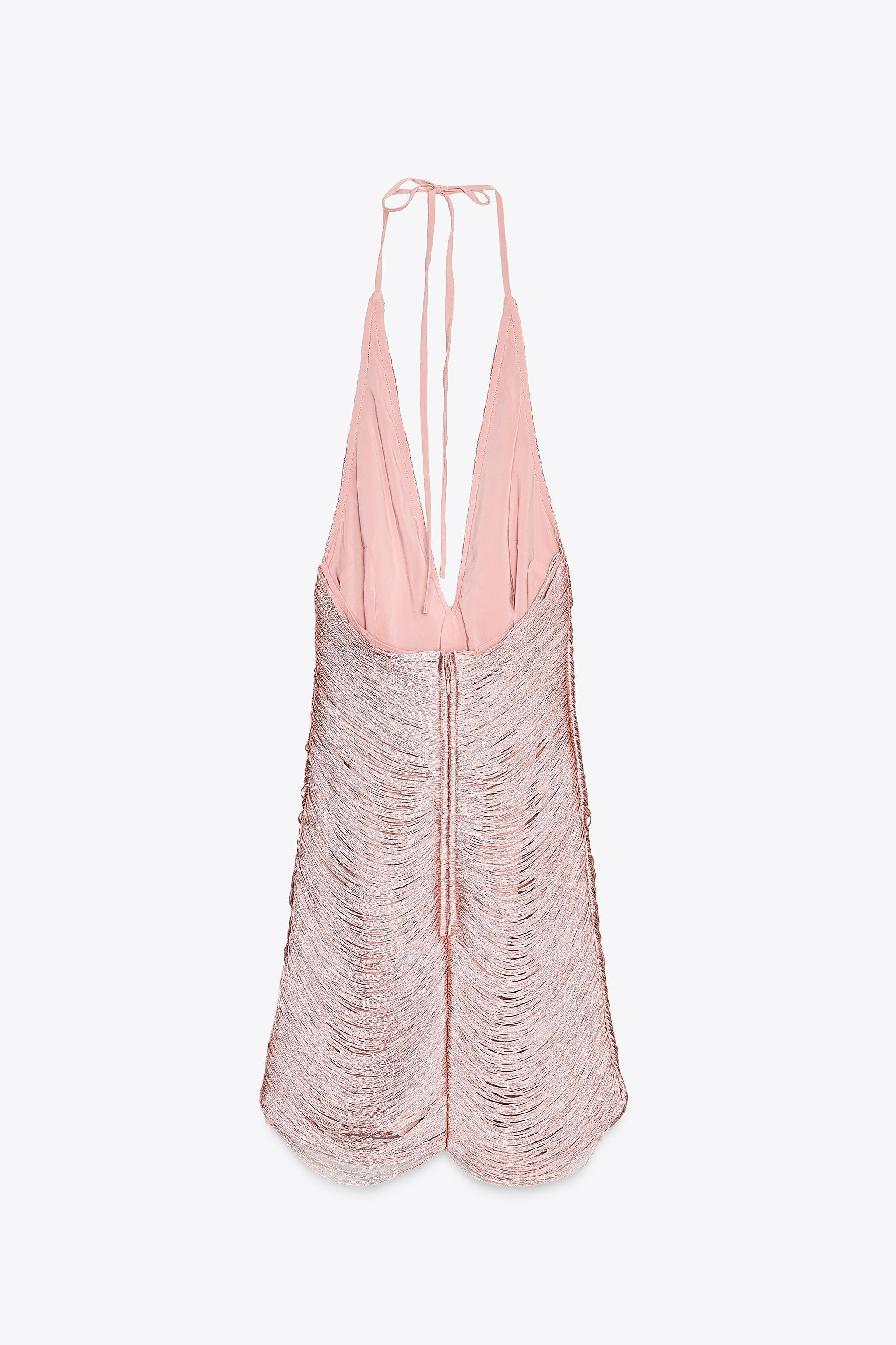 FRINGED HALTER SHORT DRESS | Zara UK