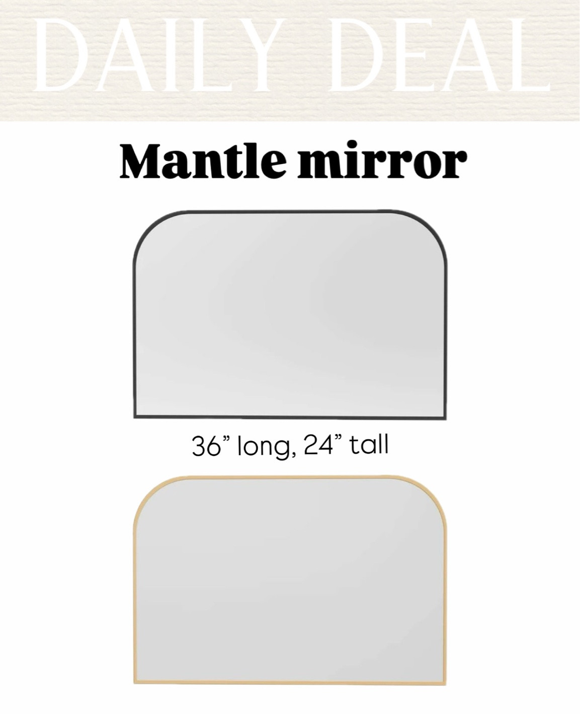 NEW FIND- Mantle mirror- 36x24”
Available in black or gold 

Just $20!!!!

Would also be beautiful on am entry table or buffet 

#LTKHome #LTKFindsUnder50 #LTKStyleTip