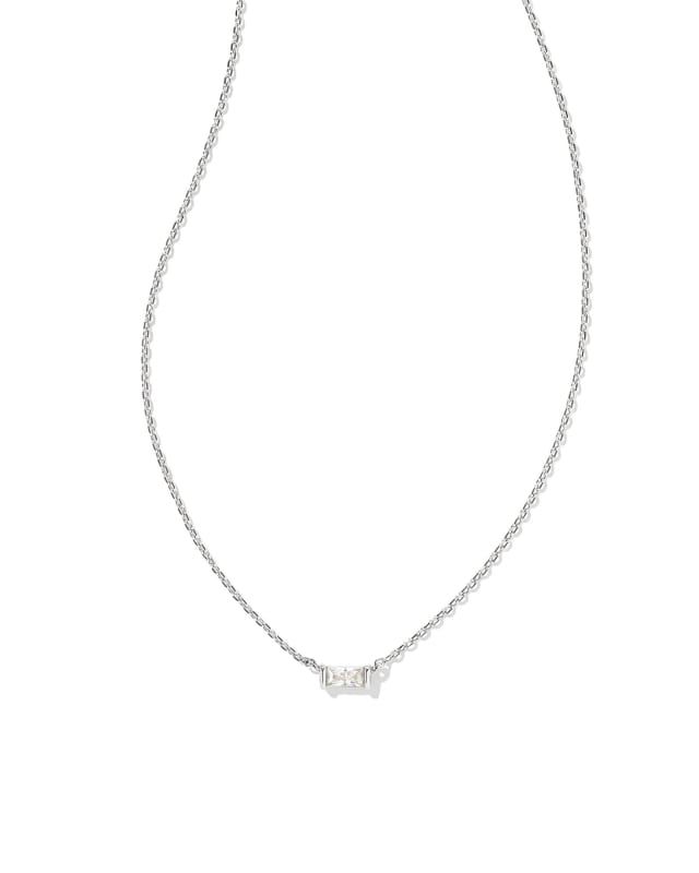 Juliette Silver Pendant Necklace in White Crystal | Kendra Scott