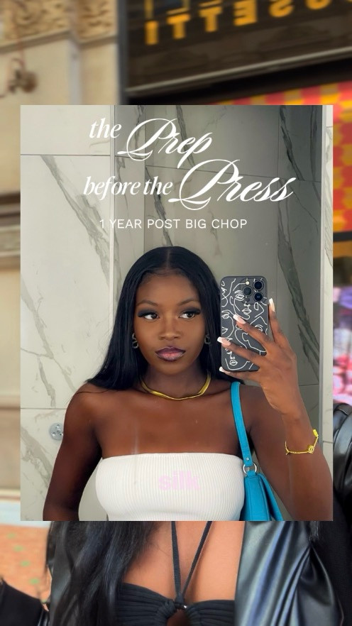 well…here we go again 😅 but this time, with more intention and a VERY strict program. road to my first silk press in almost 2 years 🥹 I didn’t add pictures of the last silk press in April 2024 because we all know how that turned out lol.

moisture is one key to a successful and long lasting silk press, especially if you live in an area with humidity or you have an active lifestyle (like me currently). now, I always make sure to properly moisturize in the weeks leading up to using high heat to minimize any unwanted frizz or swelling of my hair 🤍

products
@designessentials 
@amika 
@patternbeauty