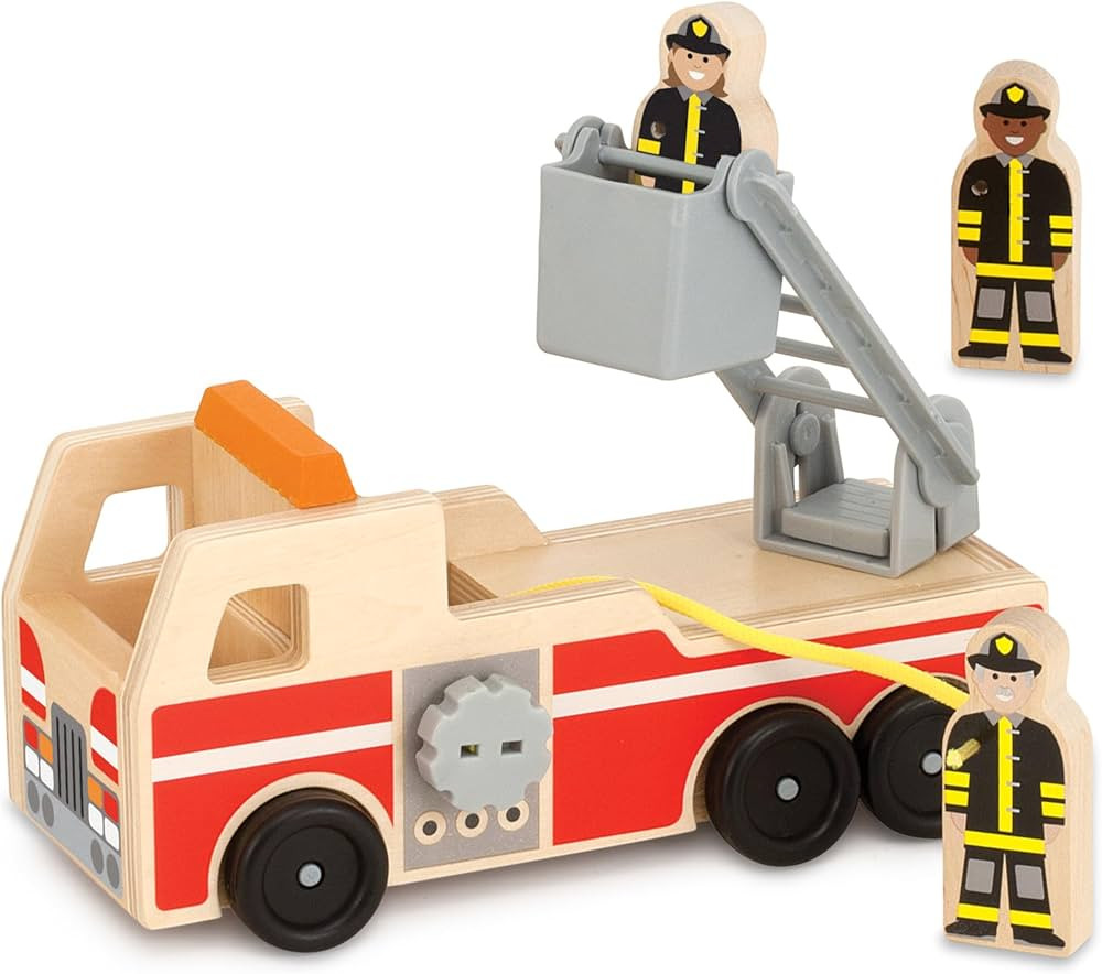 Melissa & Doug Wooden Fire Truck With 3 Firefighter Play Figures - Fire Truck Toys For Kids, Todd... | Amazon (US)