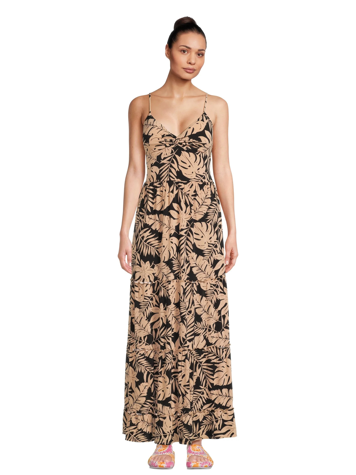 No Boundaries Juniors’ Knot Front Maxi Dress, Sizes XS-XXXL - Walmart.com | Walmart (US)