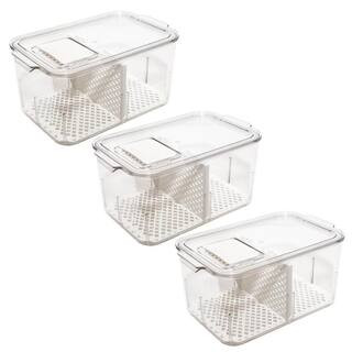 Acrylic Produce Food Storage Container Organizer with Divider and Vented Lids 3-Pack | The Home Depot
